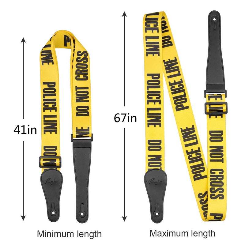 Rinastore Guitar Strap Yellow POLICE LINE Includes Strap Button & 2 Strap Locks Shoulder Straps For Bass, Electric & Acoustic Guitars2 - Image 3